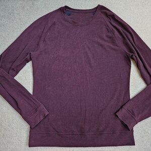 Lululemon Men's Slitstream Long Sleeve Crew Neck Shirt Maroon Red Blue Large L ?